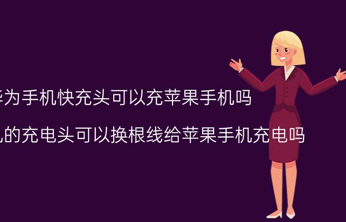 华为手机快充头可以充苹果手机吗 华为手机的充电头可以换根线给苹果手机充电吗？